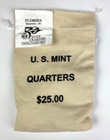 US Mint $25 Florida P State Quarter in Original Canvas Bag