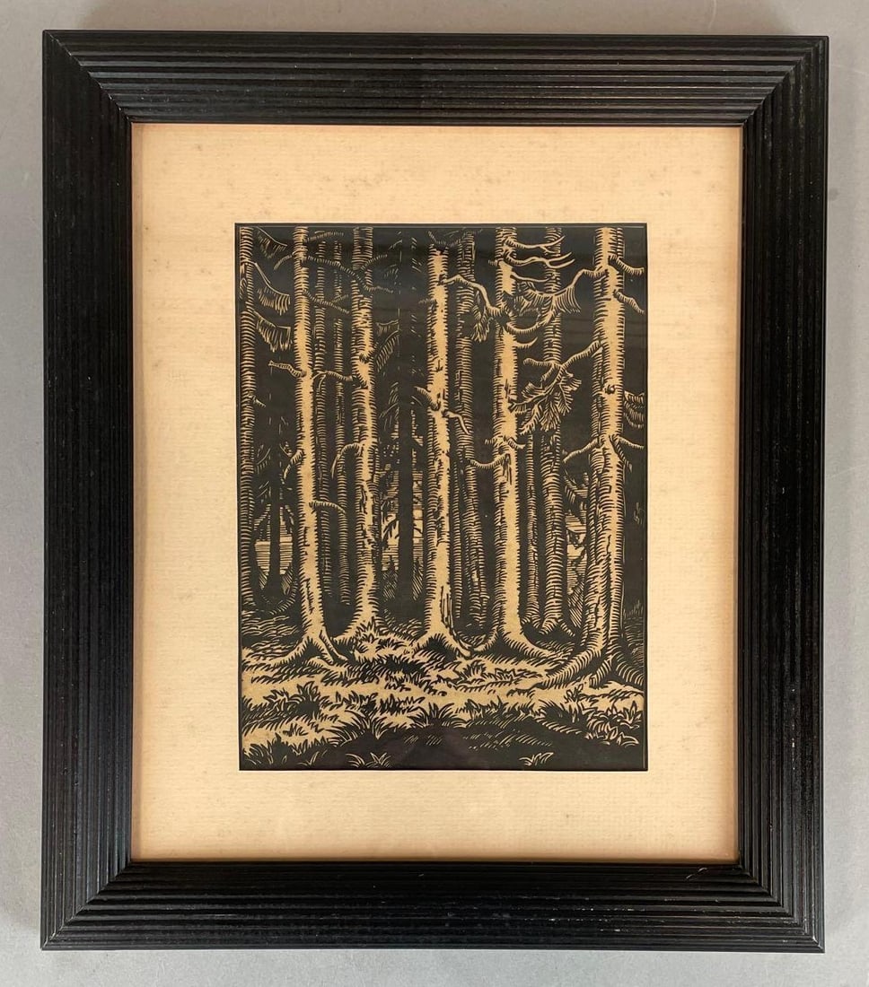 Vintage Wood Block Forest Print (1 of 2)