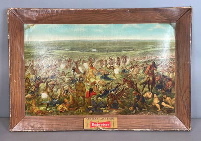 Vintage Budweiser Custer's Last Fight Cardboard Advertising Sign