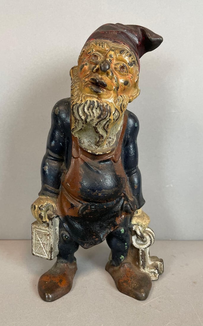 Antique Hubley Cast Iron Gnome with Lantern Doorstop (1 of 5)