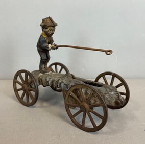 Antique Cast Iron Fishing Boy Pull Toy