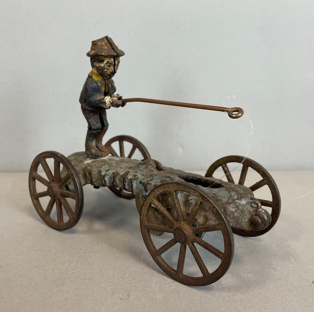 Antique Cast Iron Fishing Boy Pull Toy (1 of 3)