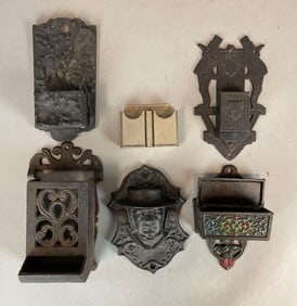 Group of Antique Cast Iron Match Safes