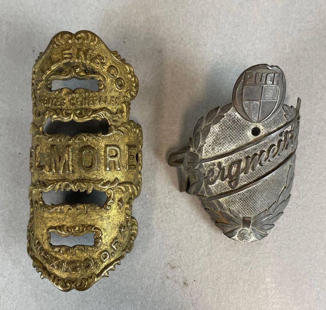Group of 2 Antique Bicycle Head Badges (1 of 2)