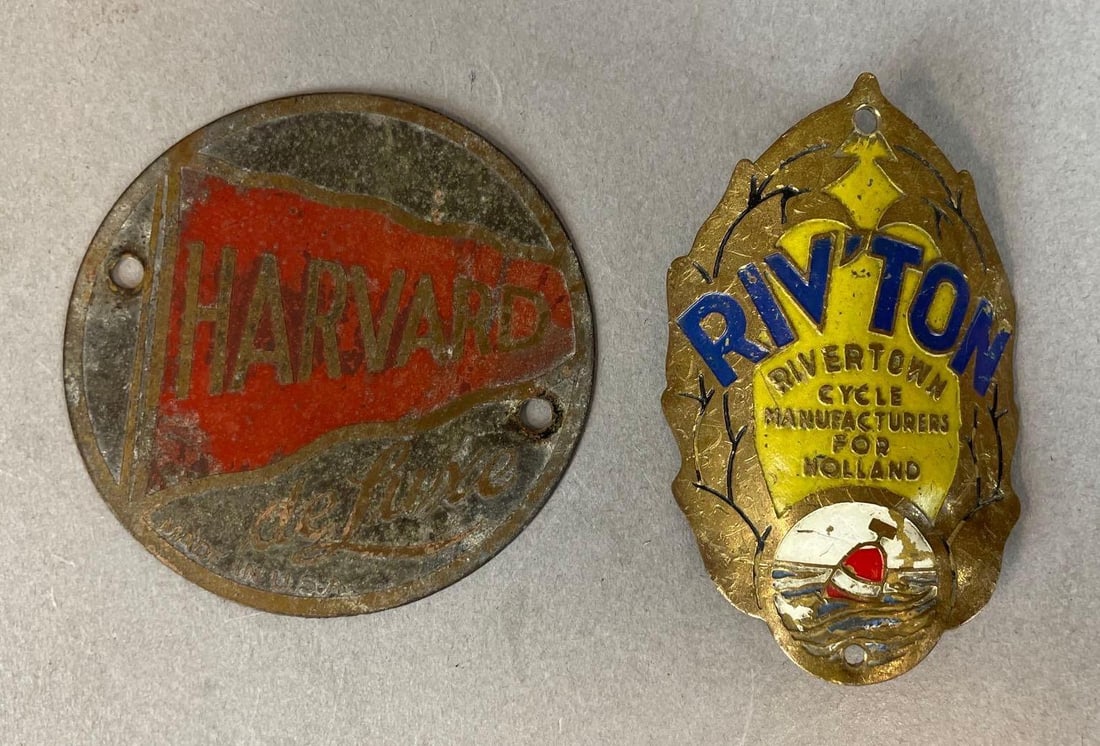 Group of 2 Antique Brass Bicycle Head Badges (1 of 2)