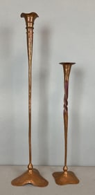 Group of 2 Hessel Studios Arts and Crafts Copper Candlesticks