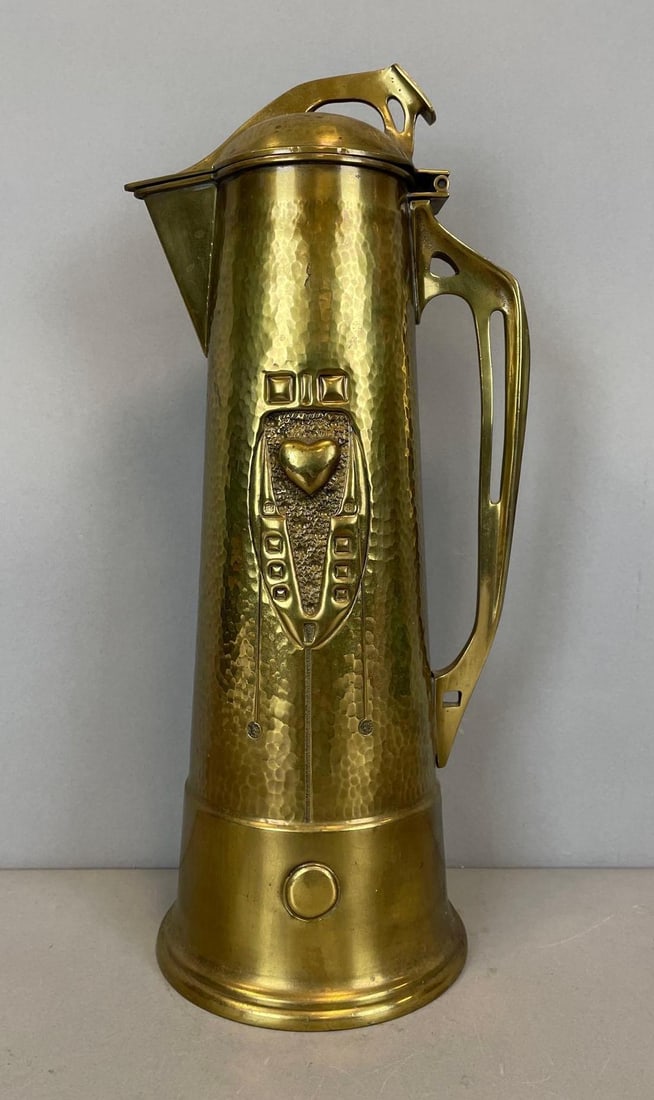 Vintage Brass Lidded Flagon: Measures 15 1/4" x 5 1/2"