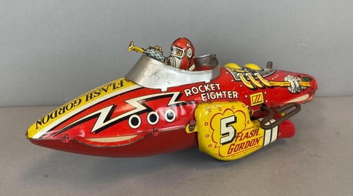 Vintage Flash Gordon Tin Litho Wind-Up Rocket Fighter