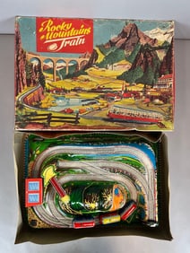Vintage Technofix Tin Litho and Plastic Rocky Mountain Wind-Up Train Set