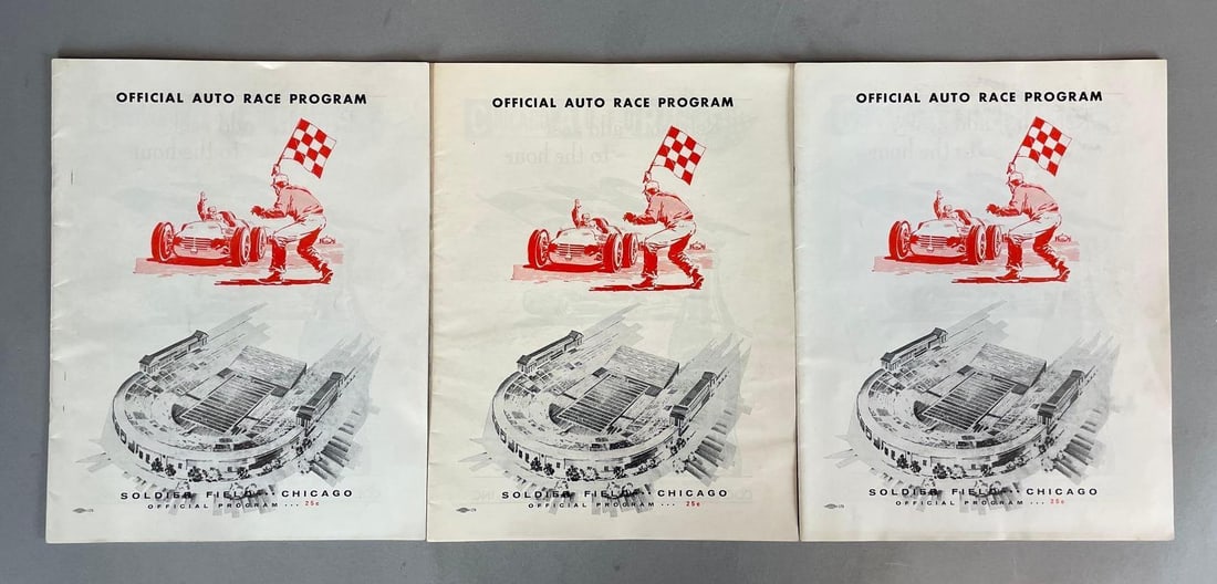 Group of 3 1961 Soldier Field Official Auto Race Programs (1 of 4)