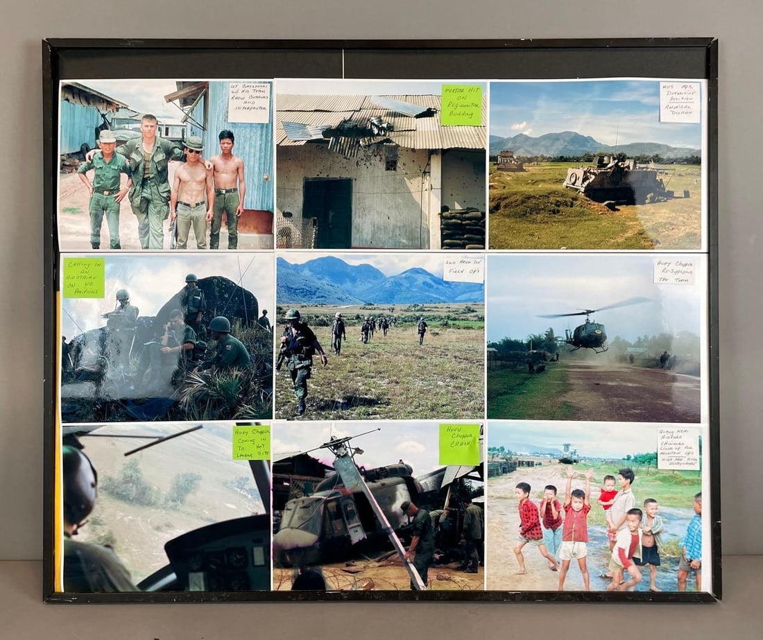 Group of Vietnam War 8 x 10 Photos: Missing plexiglass, frame measures 27 1/4" x 32 3/4"