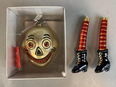 Group of Department 56 Glass Halloween Ornaments