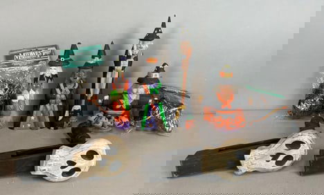 Group of Wood Witch Halloween Decorations