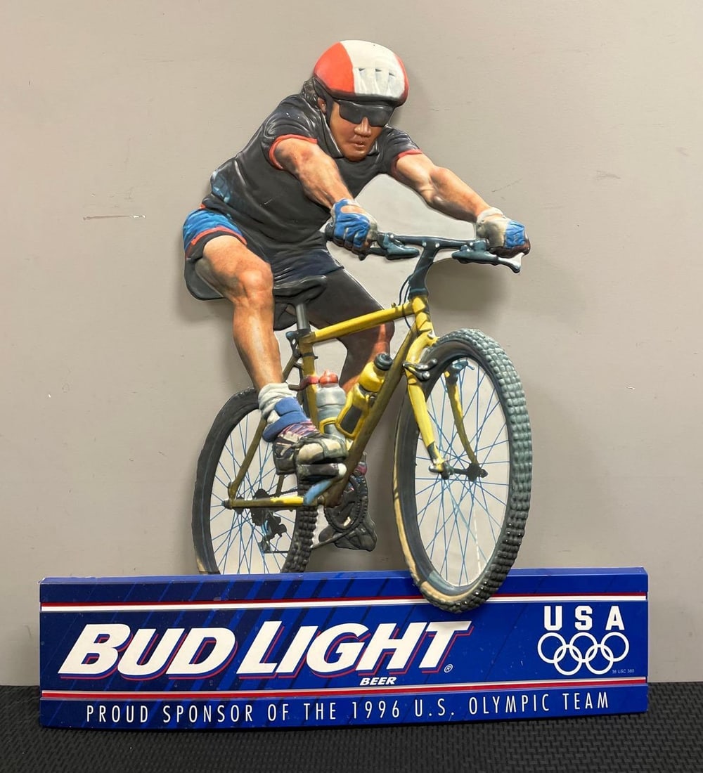 1996 Bud Light Beer Olympics 3D Plastic Advertising Sign (1 of 2)