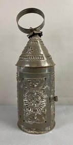 Replica Paul Revere Style Punched Tin Candle Lantern l