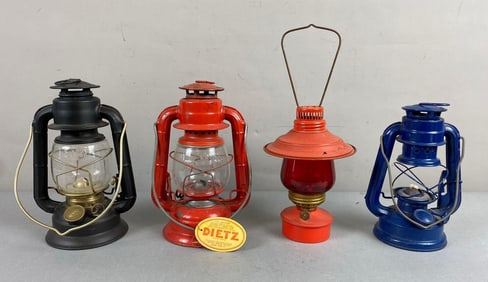 Group of 4 Vintage Kerosene Oil Lanterns