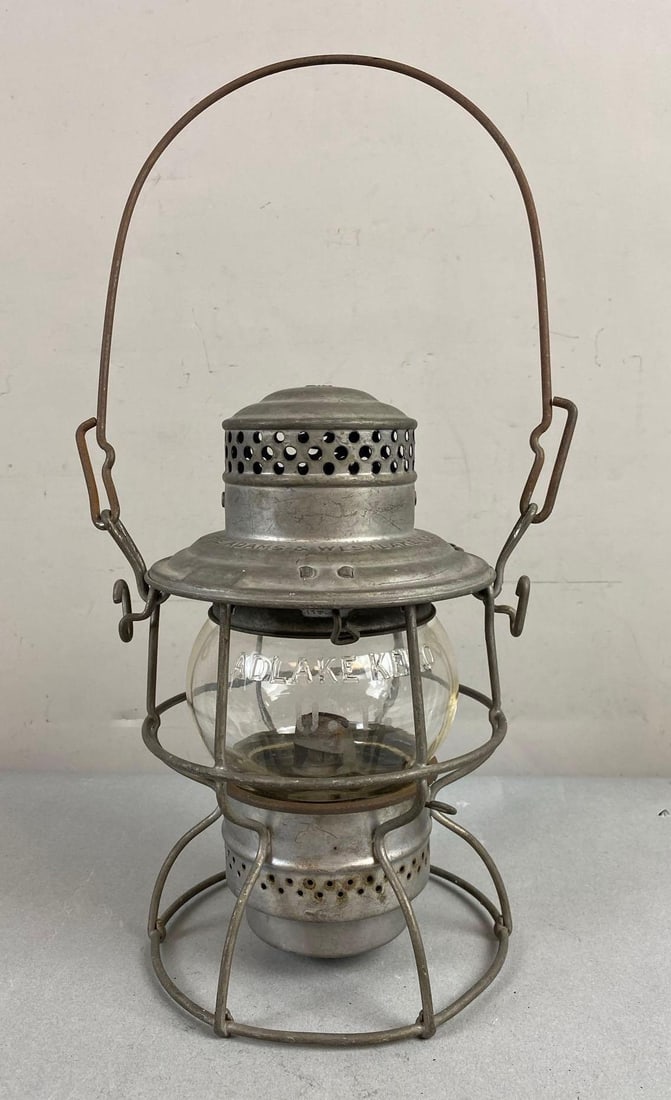 Vintage Adams Westlake Co. Kerosene Oil Lantern: Union Pacific R.R. Etched on clear glass. Circa 1920’s measures 9 1/2 inches tall.