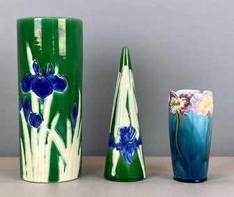 Group of 3 Vintage Floral Pottery Vases