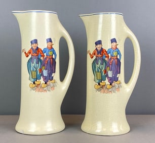 Group of 2 Vintage Roseville Pottery Dutchmen Pitchers