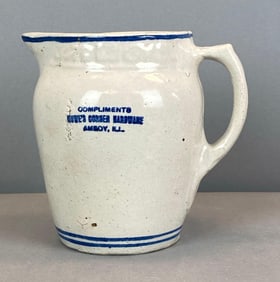Antique Howes Corner Hardware Amboy IL Stoneware Pitcher