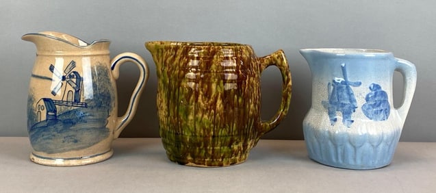 Group of 3 Vintage Stoneware Pitchers