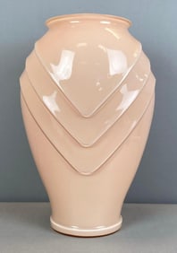 Vintage Cased Peach Pressed Glass Vase
