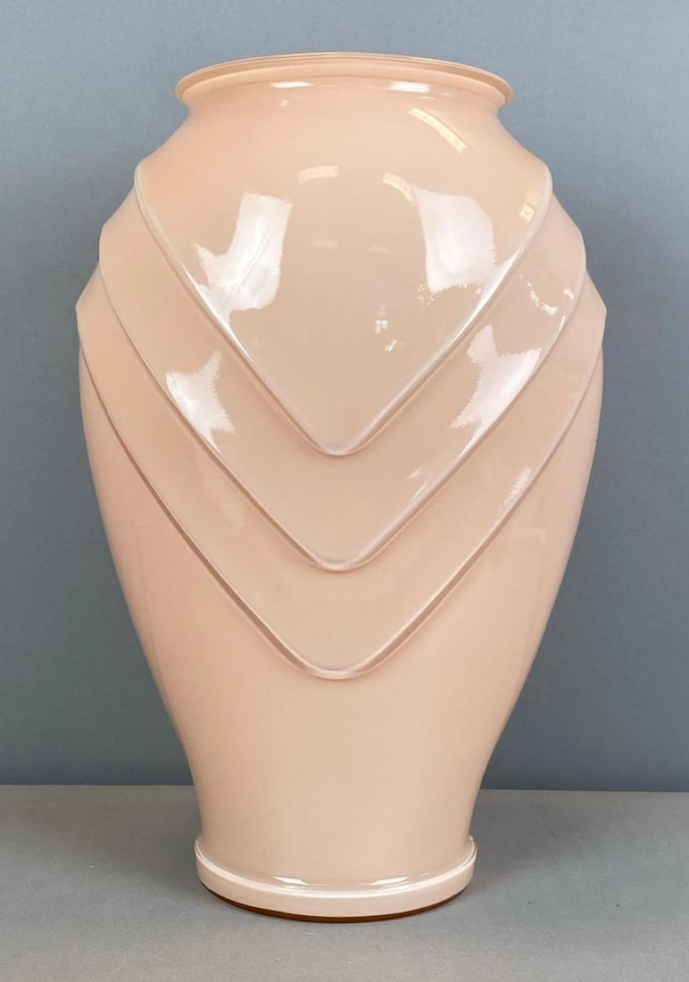 Vintage Cased Peach Pressed Glass Vase (1 of 4)