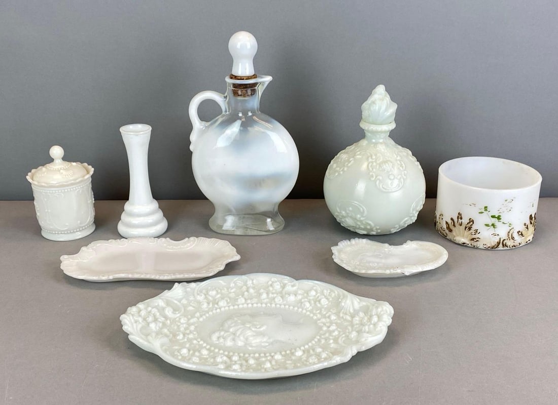 Group of White Pressed Glass Items (1 of 4)
