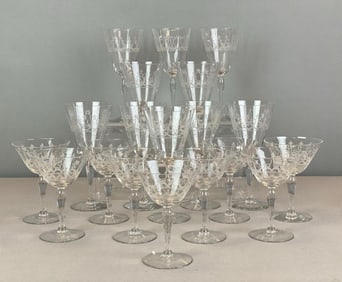 Group of Etched Crystal Stemware