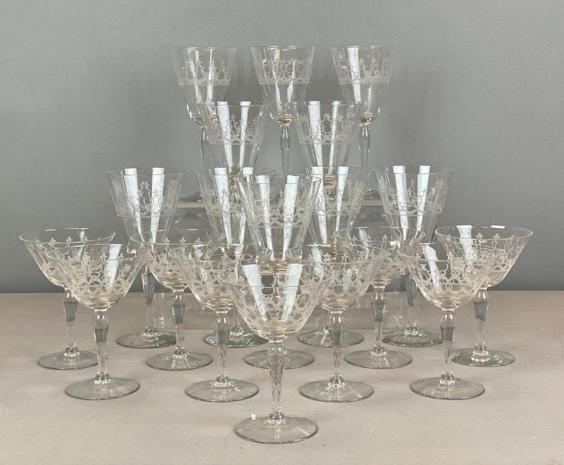 Group of Etched Crystal Stemware (1 of 3)