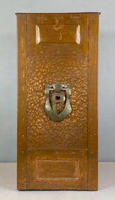 Antique Painted Copper and Brass Trash Bin