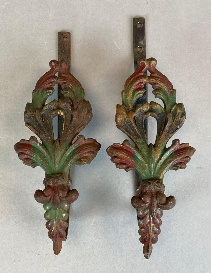 Pair of Floral Cast Iron Curtain Tie-Backs (1 of 3)