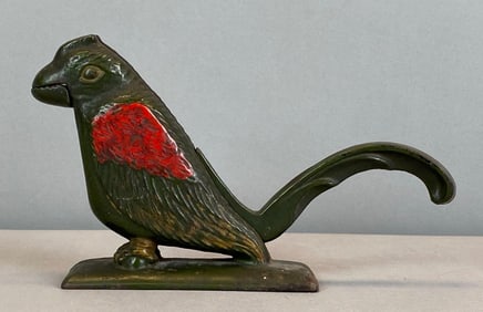 Antique Repainted Cast Iron Parrot Nut Cracker