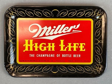 Vintage Miller High Life Beer Tin-Litho Advertising Tip Tray