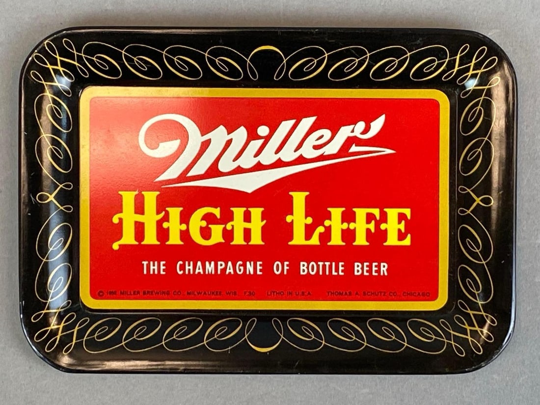 Vintage Miller High Life Beer Tin-Litho Advertising Tip Tray (1 of 2)