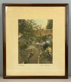 Antique Wallace Nutting Larkspur Hand Colored Photograph