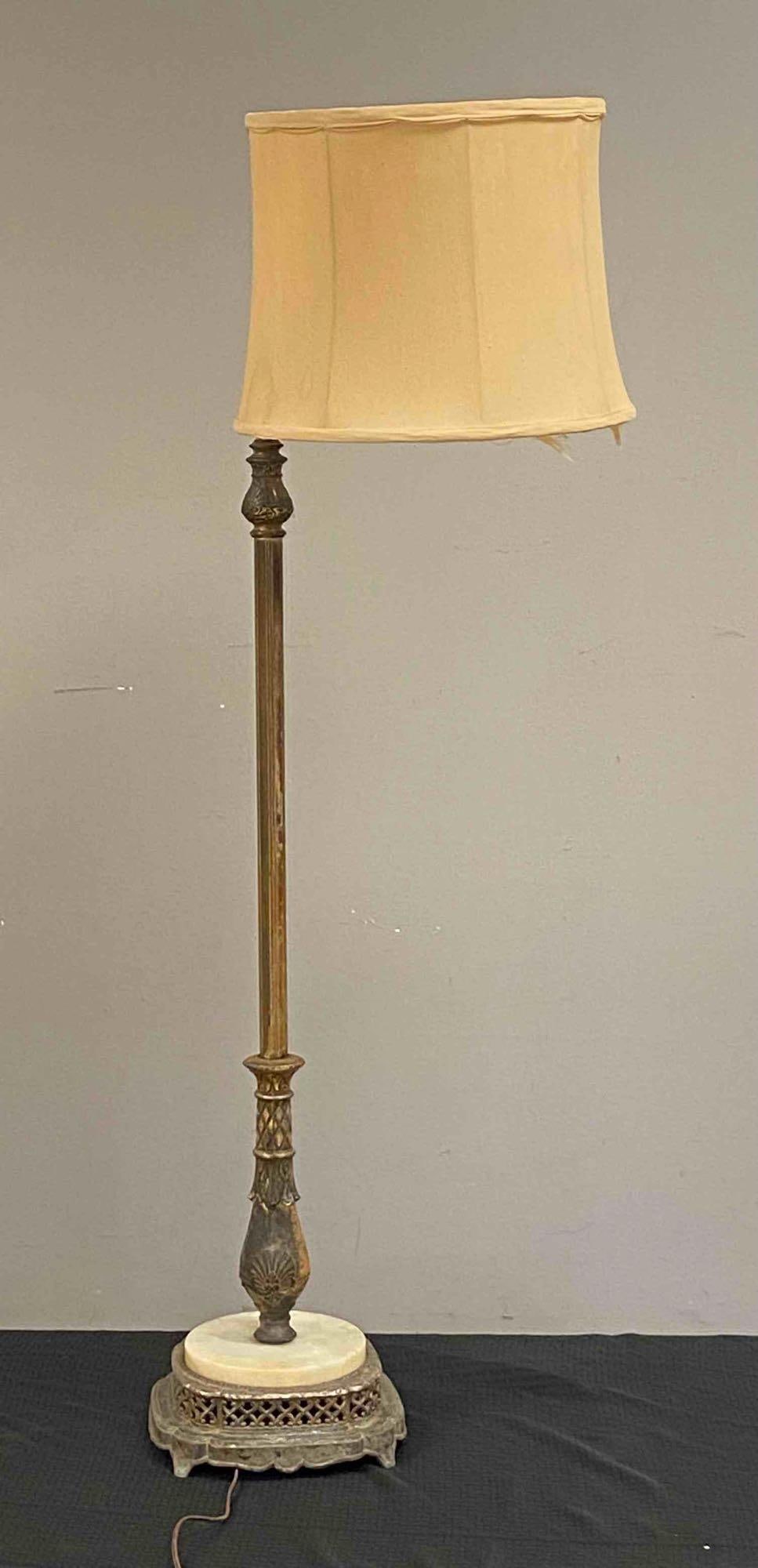 Antique Marble and Metal Adjustable Floor Lamp (1 of 3)