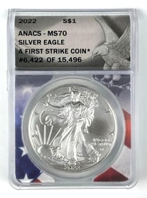 2022 US American Silver Eagle $1 ANACS Graded MS70