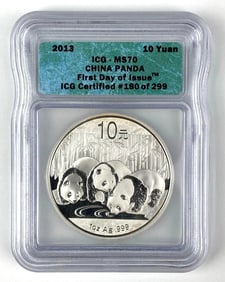 2013 China 10 Yuan Panda IGC Graded MS70
