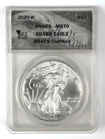 2020 W American Silver Eagle $1 ANACS Graded MS70