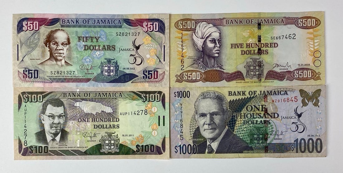 Group of 4 Bank Of Jamaica Bank Notes (1 of 2)