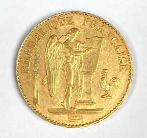 1896 Republique Francaise 20 Francs Lucky Angel 6.4 Gram Gold Coin