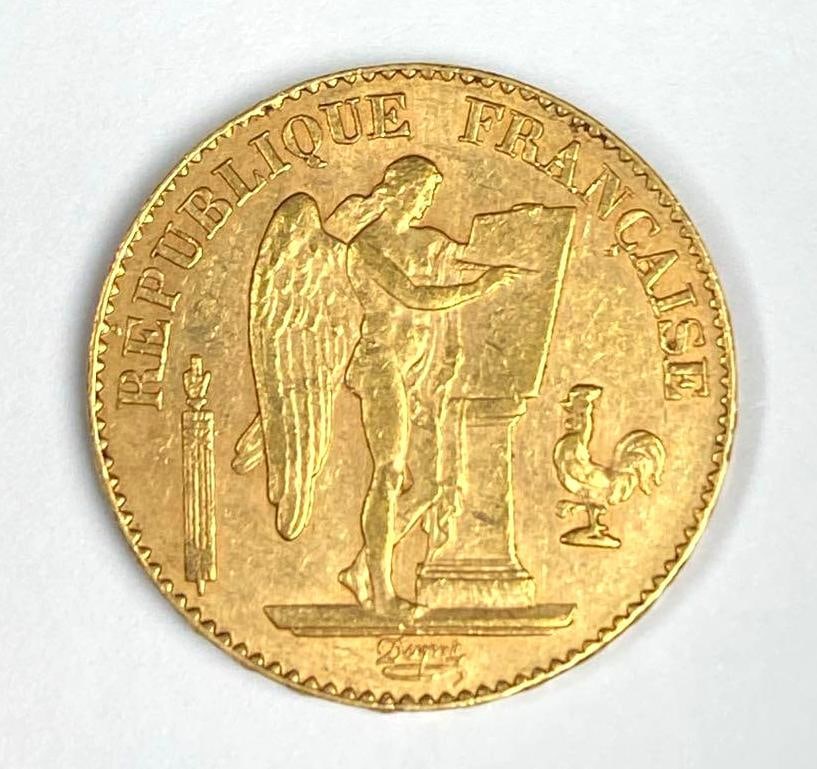 1896 Republique Francaise 20 Francs Lucky Angel 6.4 Gram Gold Coin: 1896 Republique Francaise 20 Francs Lucky Angel 6.4 Gram Gold Coin