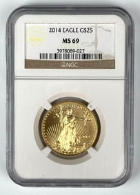 2014 American Gold Eagle $25 1/2 oz NGC Graded MS69