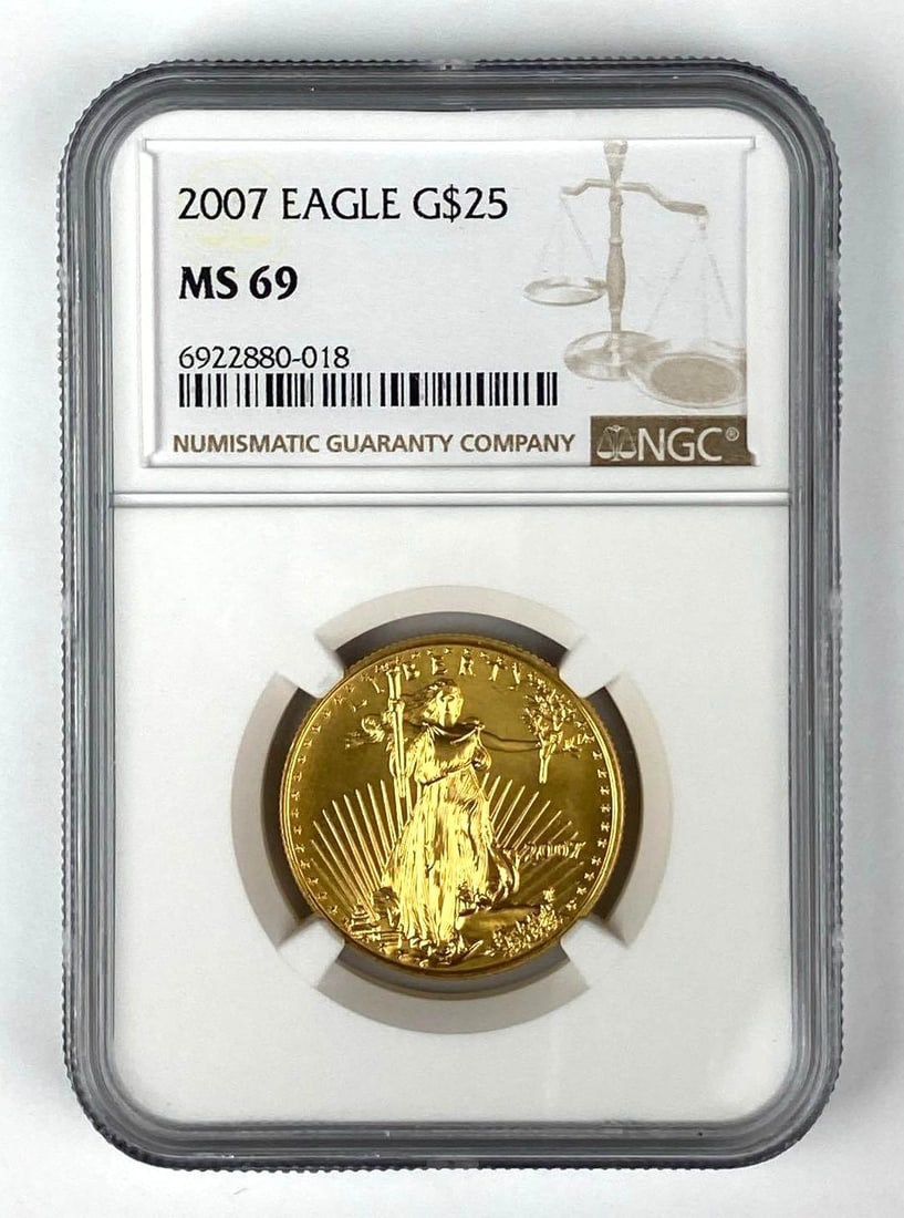 2007 American Gold Eagle $25 1/2 oz NGC Graded MS69: 2007 American Gold Eagle $25 1/2 oz NGC Graded MS69