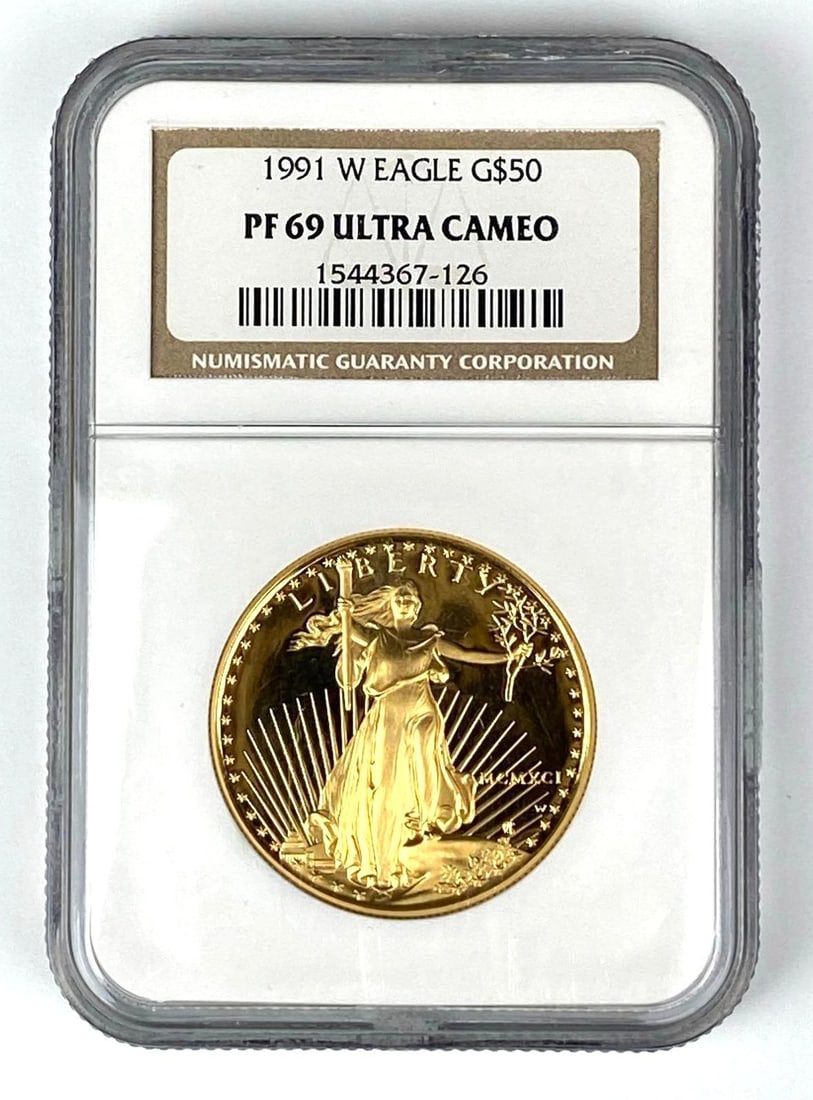1991 W American Gold Eagle $50 1 oz NGC Graded PF69 Ultra Cameo: 1991 W American Gold Eagle $50 1 oz NGC Graded PF69 Ultra Cameo