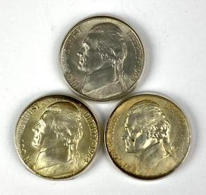 Group of 3 US Jefferson Silver Nickels