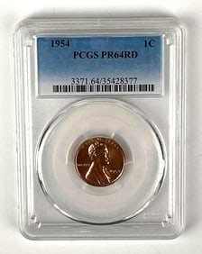 1954 US Lincoln Wheat Cent PCGS Graded PR64RD
