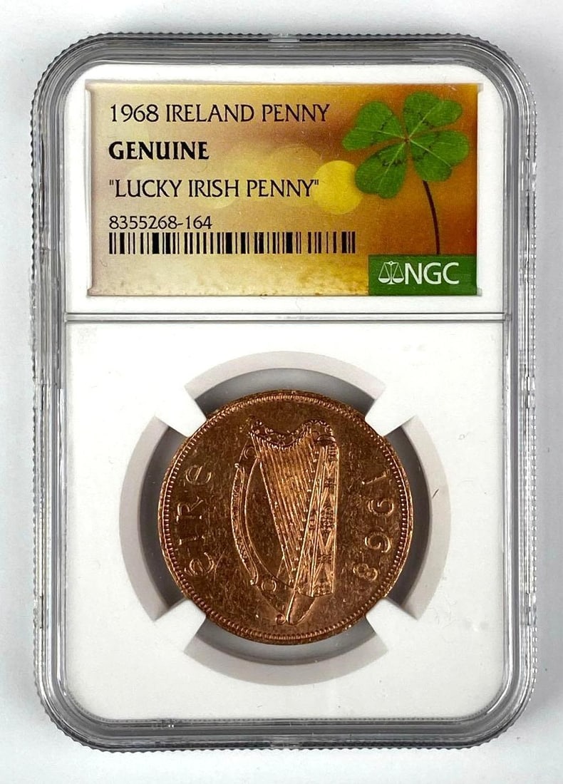 1968 Irish Penny Lucky Irish Penny NGC Graded: 1968 Irish Penny Lucky Irish Penny NGC Graded