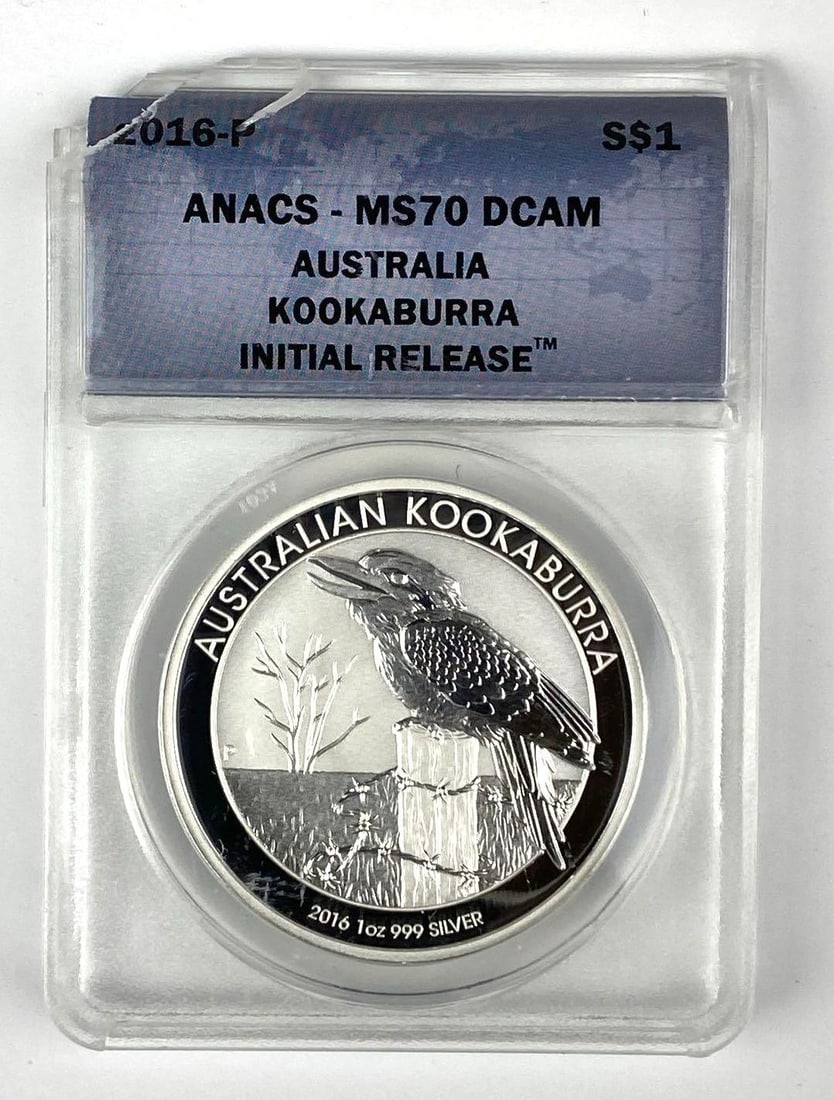 2016 P Australia Kookaburra $1 1 oz .999 Silver ANACS Graded MS70 DCAM (1 of 2)